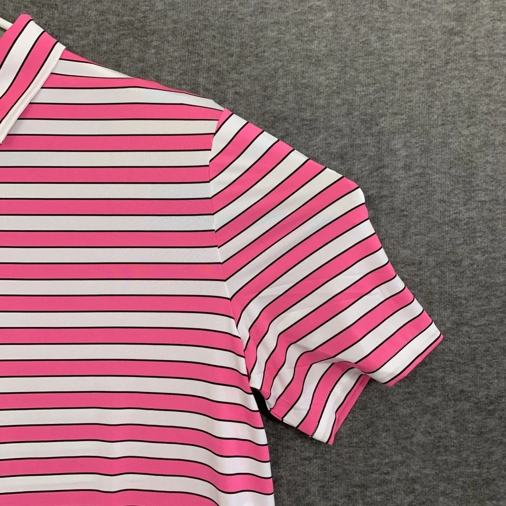 RLX Ralph Lauren Polo Shirt Mens XL Pink Stripe Golf Performance‎ Stretch Summer